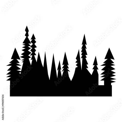 black treeline silhouette on white background