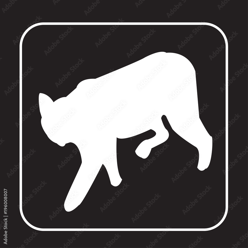 Fototapeta premium white bobcat silhouette on black background