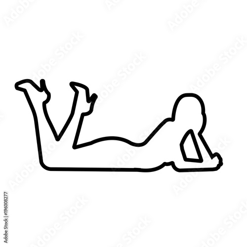 woman lying down outline on white background