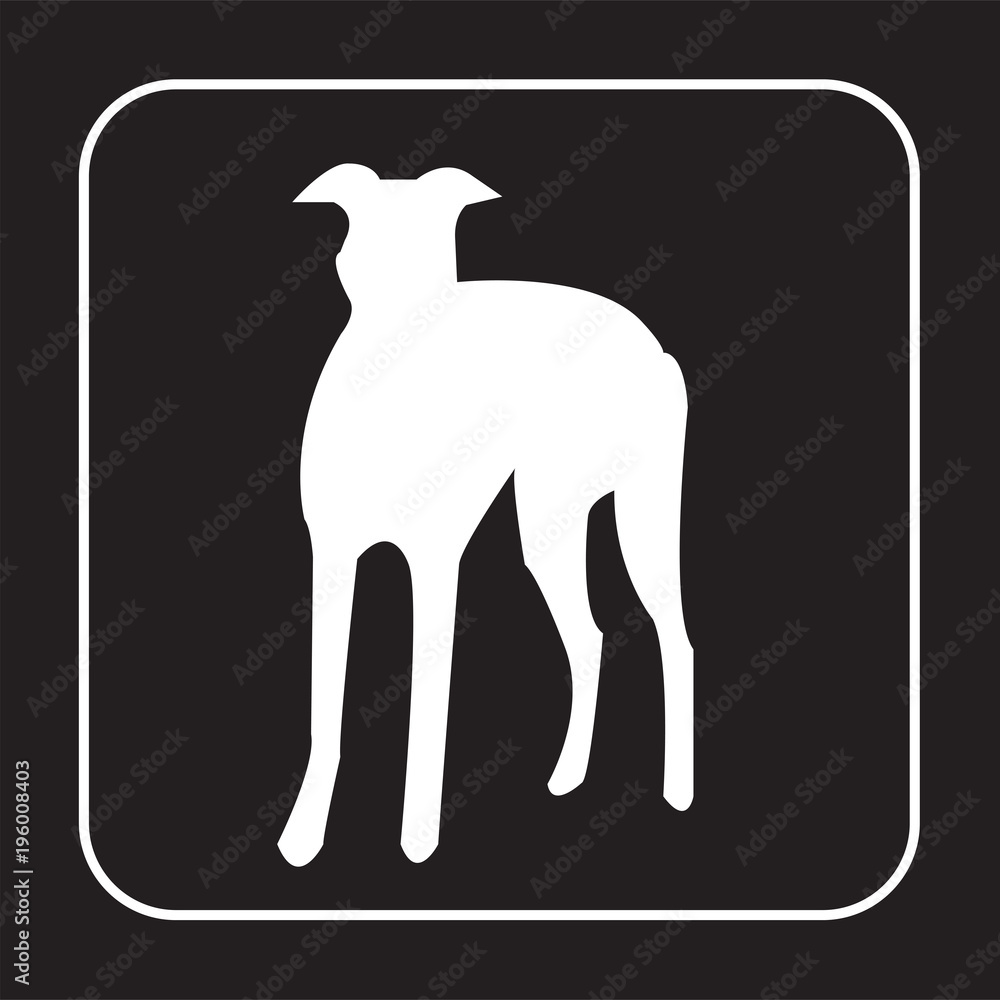 white greyhound silhouette on black background white greyhound silhouette on black background