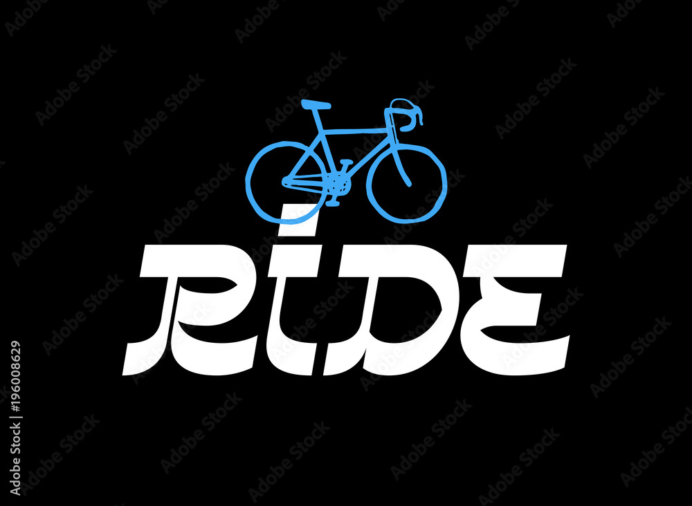 Obraz premium ride bicycle print - spots bike typography