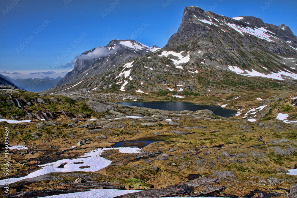 Melting snow in the Norwegian mountains