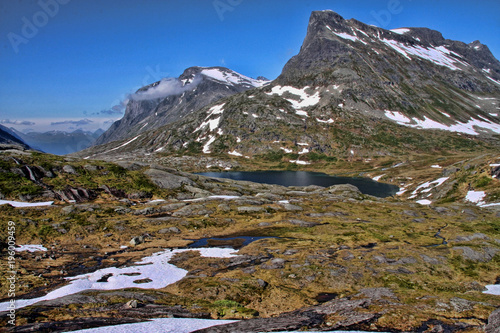 Melting snow in the Norwegian mountains
