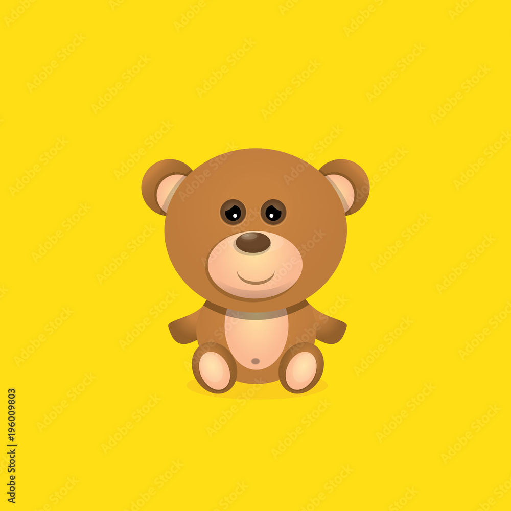 vector funny and ute Teddy bear cartoon character isolated on orange background . funny kids background or greeting card template with plush bear toy vector funny and ute Teddy bear cartoon character isolated on orange background . funny kids background or greeting card template with plush bear toy