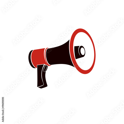 Loudspeaker vector illustration isolated on white. Disinformation idea, misleading information concept