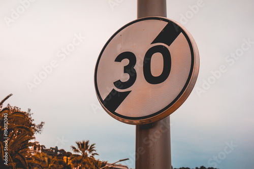 number 30 traffic limit sign photo