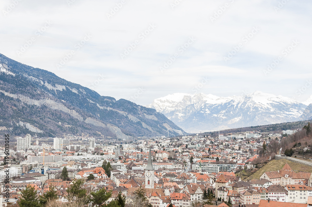 Chur, Altstadt, Stadt, Kirche, Winter, Alpen, Graubünden, Schweiz