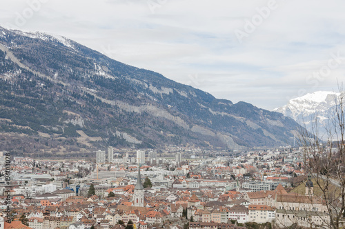 Chur, Stadt, Altstadt, Martinskirche, Kirche, Altstadthäuser, Bergstrasse, Alpen, Graubünden, Winter, Wintersport, Winterwanderung, Schweiz