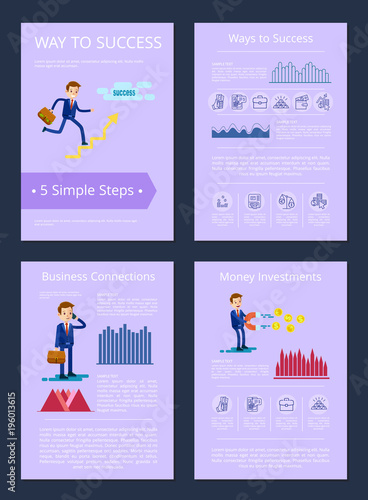Way to Success and Connections Vector Illustration