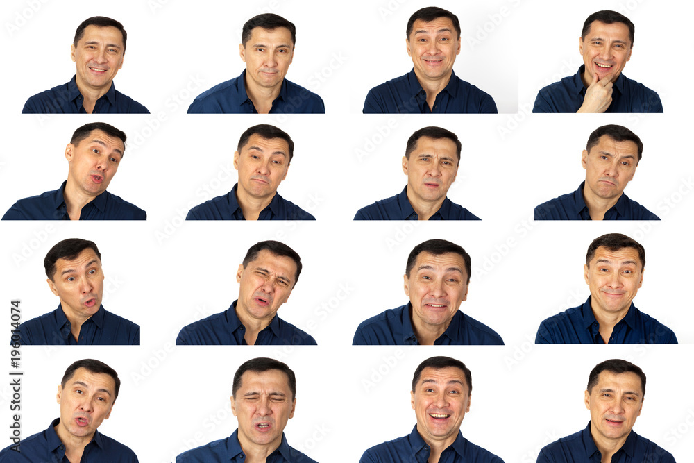 Set of man's portraits with different emotions Set of man's portraits with different emotions