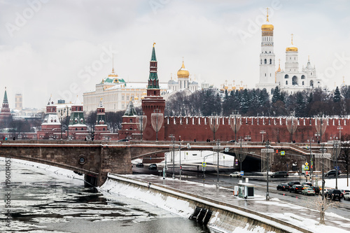 view of the Moscow Kremlin and the big stone bridge. Moscow. winter