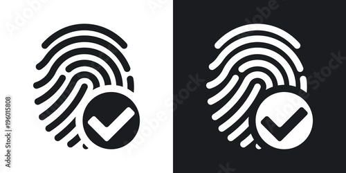 Vector fingerprint accepted icon on black and white background