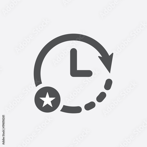 Clock icon with star sign. Clock icon and best, favorite, rating symbol