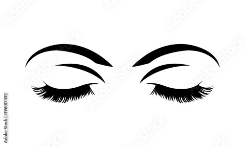 woman closed eyes with eyelashes and eyebrows