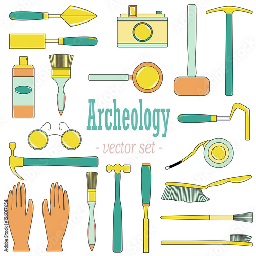 A set of vector illustrations for archeologists and geologists.