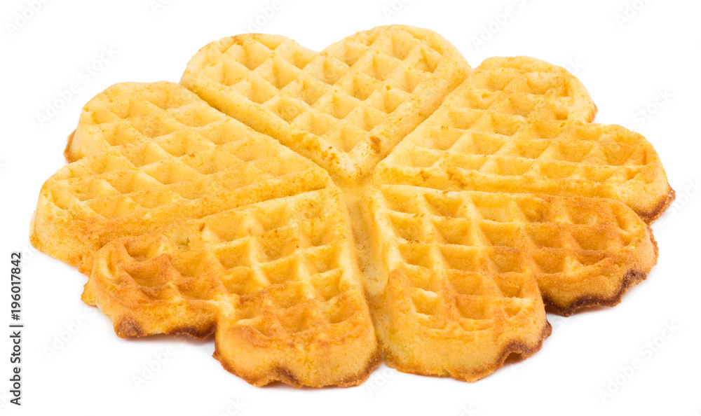 Freshly baked belgian waffles isolated on white background Freshly baked belgian waffles isolated on white background