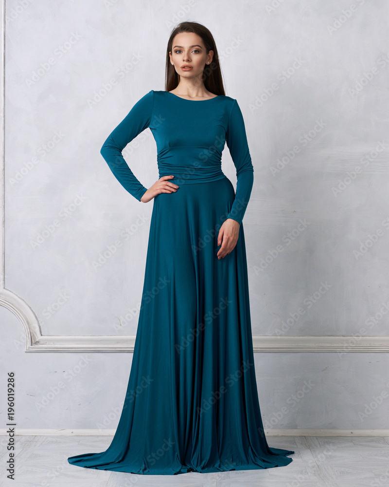 Mint Green Unique A-Line Simple Evening Dresses Long Sleeves Prom Dres