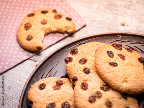  homemade cookies on a vintage wooden background. close-up