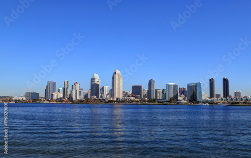 The San Diego  California skyline from Coronado Island.