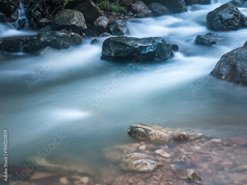 Fast flowing water of a mountain river