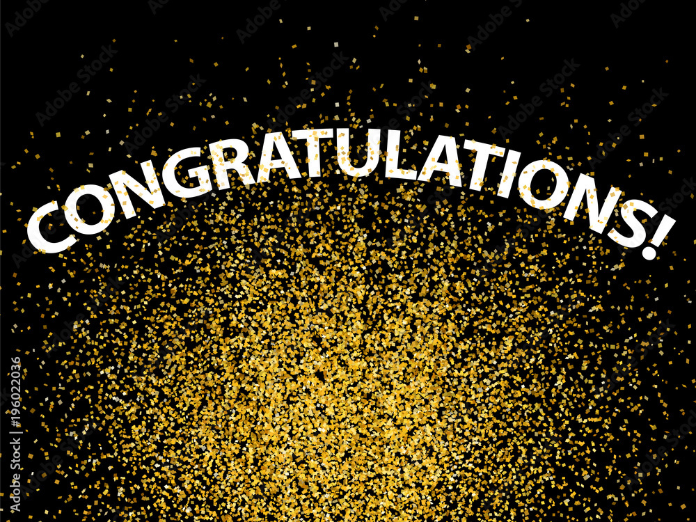 Confetti background holiday congratulation golden glitter Stock Vector