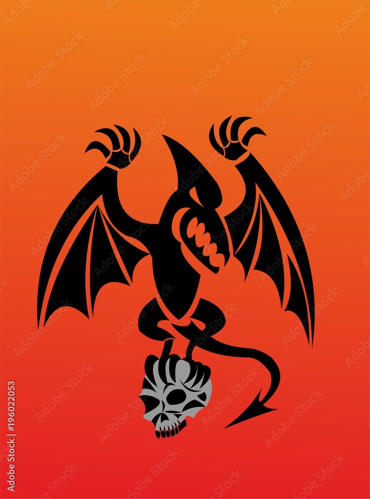 Fototapeta premium Pterodactyl with skull