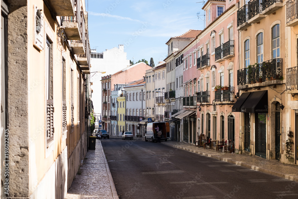 Traditional streets of bairro alto, lisbon, portugal