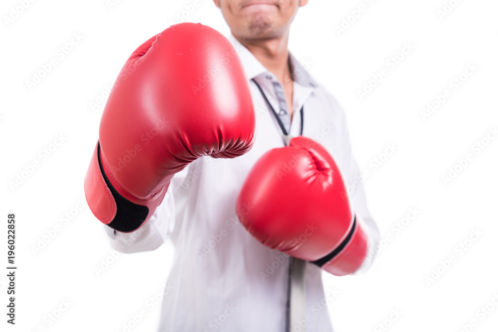 Angry businessman with boxing gloves Angry businessman with boxing gloves