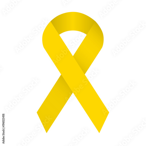 Yellow Ribbon 3D style for cancer awareness