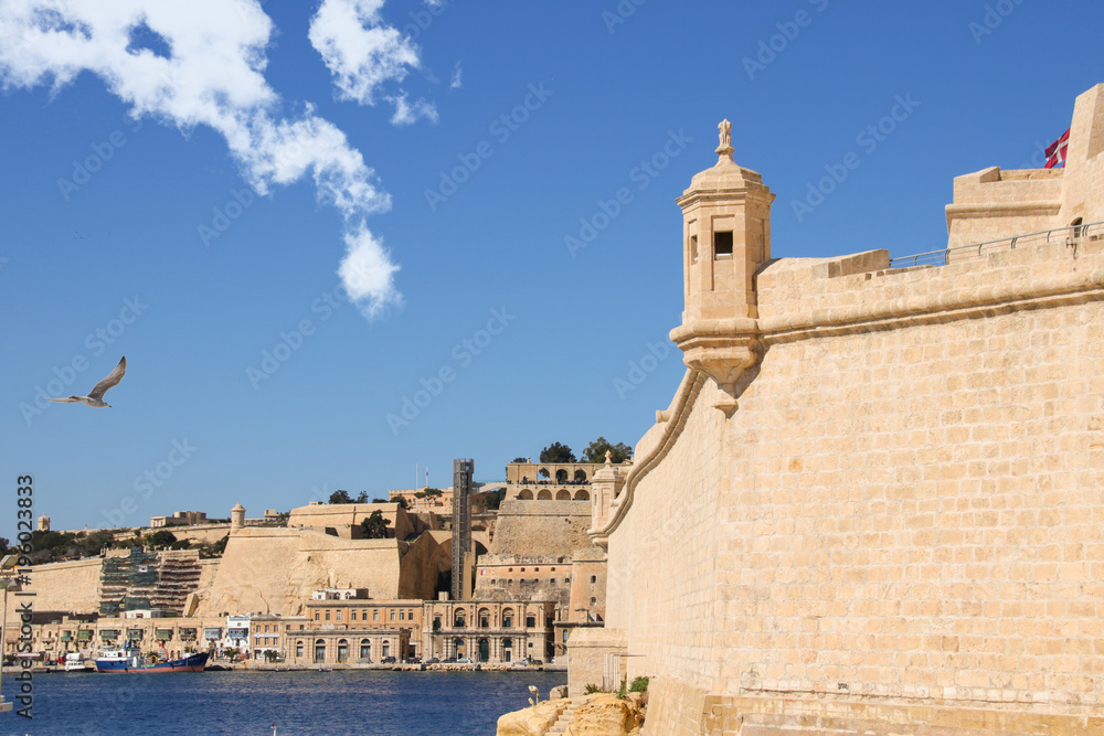 Vittoriosa, Fort St. Angelo, Blick auf Valletta, Malta