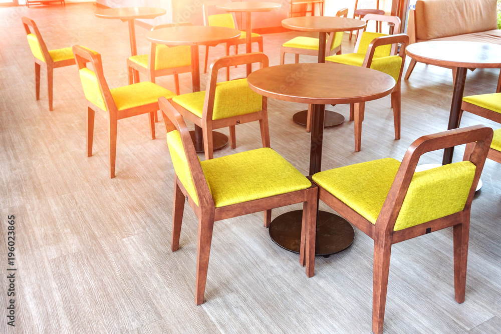empty wood chair in restaurant