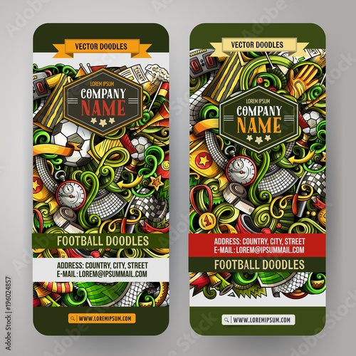 Cartoon vector doodles Football vertical banners