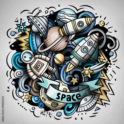 Cartoon vector doodles Space illustration