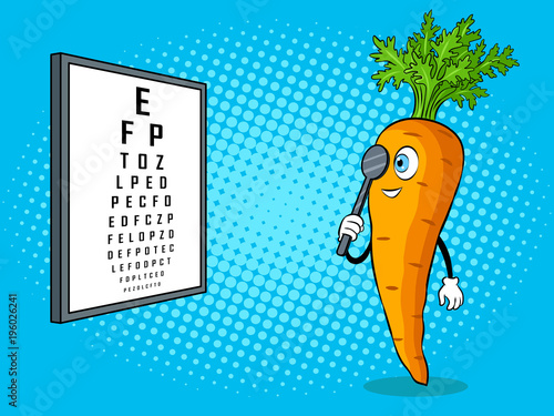 Carrot check vision pop art vector illustration
