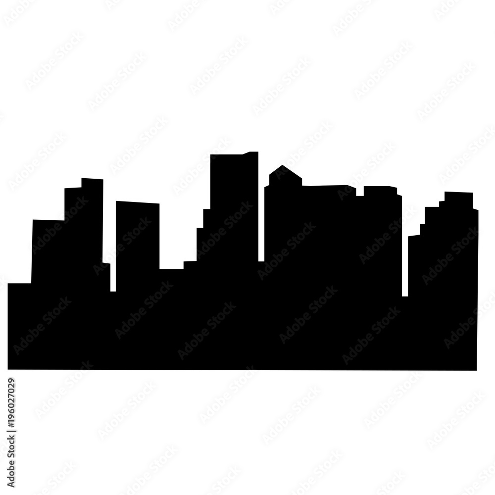 black boston skyline silhouette on white background
