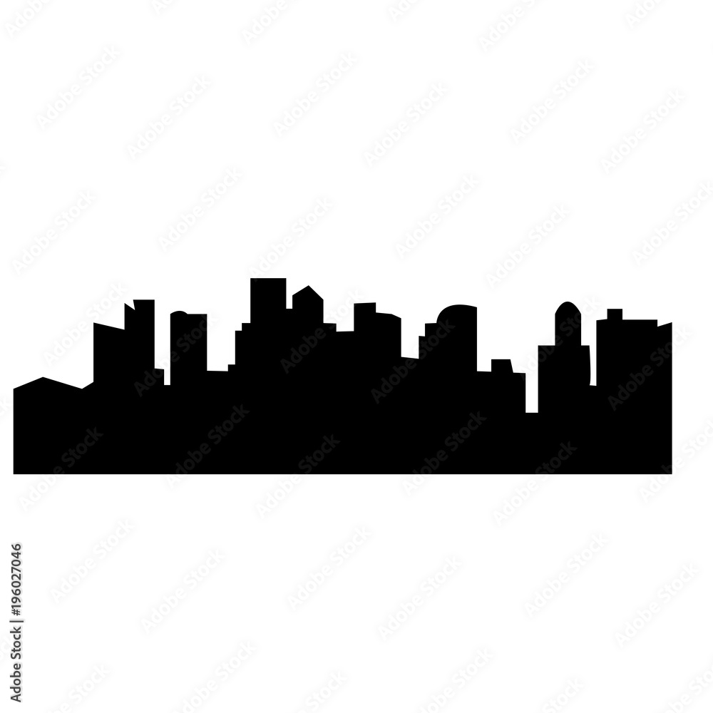 black boston skyline silhouette on white background
