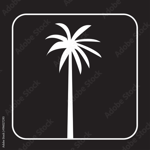 white palmetto tree silhouette on black background