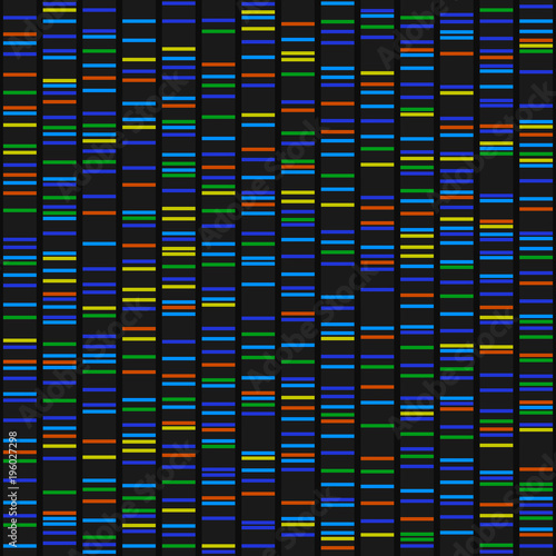 Color Dna Sequence Results on Black Seamless Background. Vector