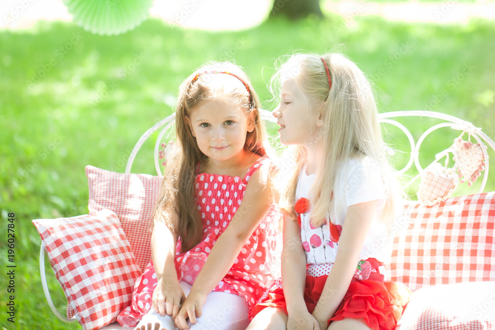 Bright summer berry party in park Bright summer berry party in park