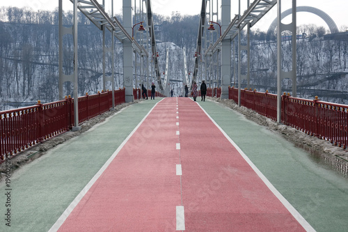 pedestrian bridge over the Dnieper river in Kiev