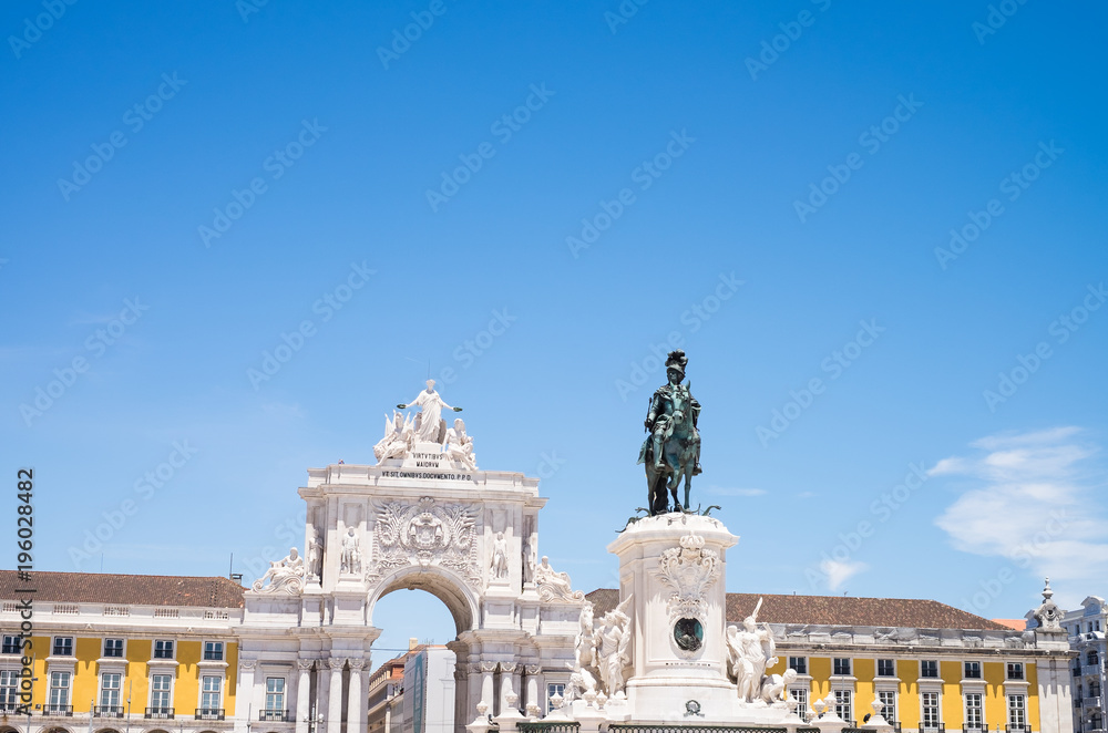 Historical old comercio plaza details background, Lisbon