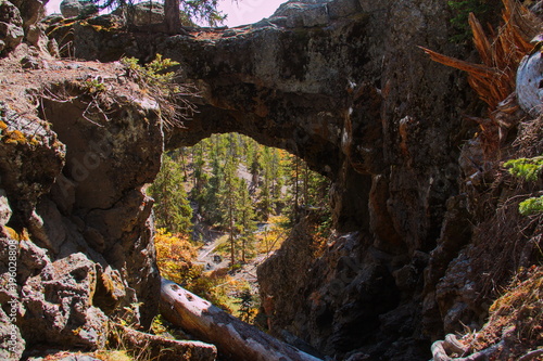 Natural Bridge in Yellowstone National Park in Wyoming in the USA 
