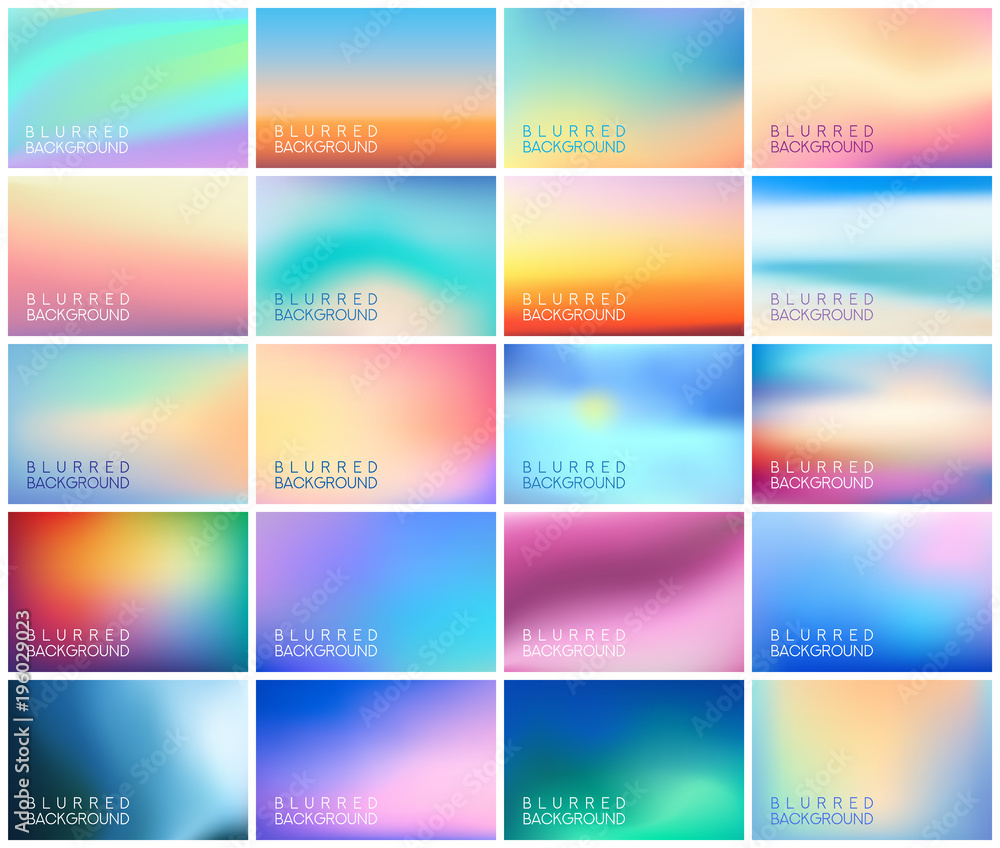 BIG set of 20 horizontal wide blurred backgrounds. With various quotes. Sunset and sunrise sea blurred backgrounds set