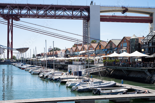 Docks tejo river Lisbon portugal bridge