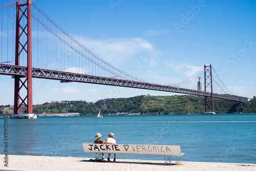Famous red bridge tejo river Lisbon