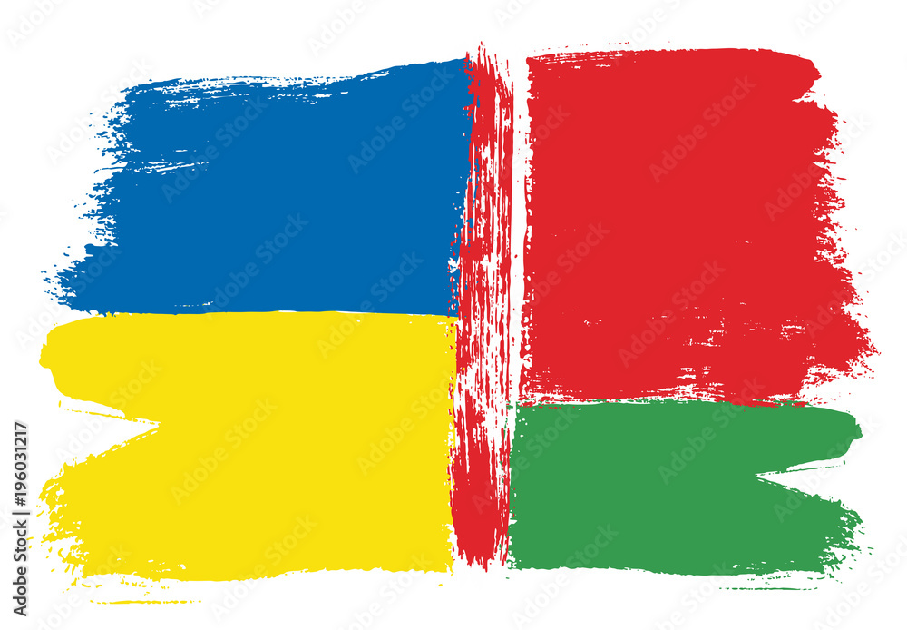 Obraz premium Ukraine Flag & Belarus Flag Vector Hand Painted with Rounded Brush