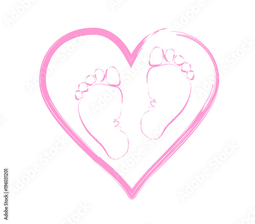 Favorite baby legs (girls and boy) on the background of the heart. The concept of love, protection and motherhood. Children Protection Day. 