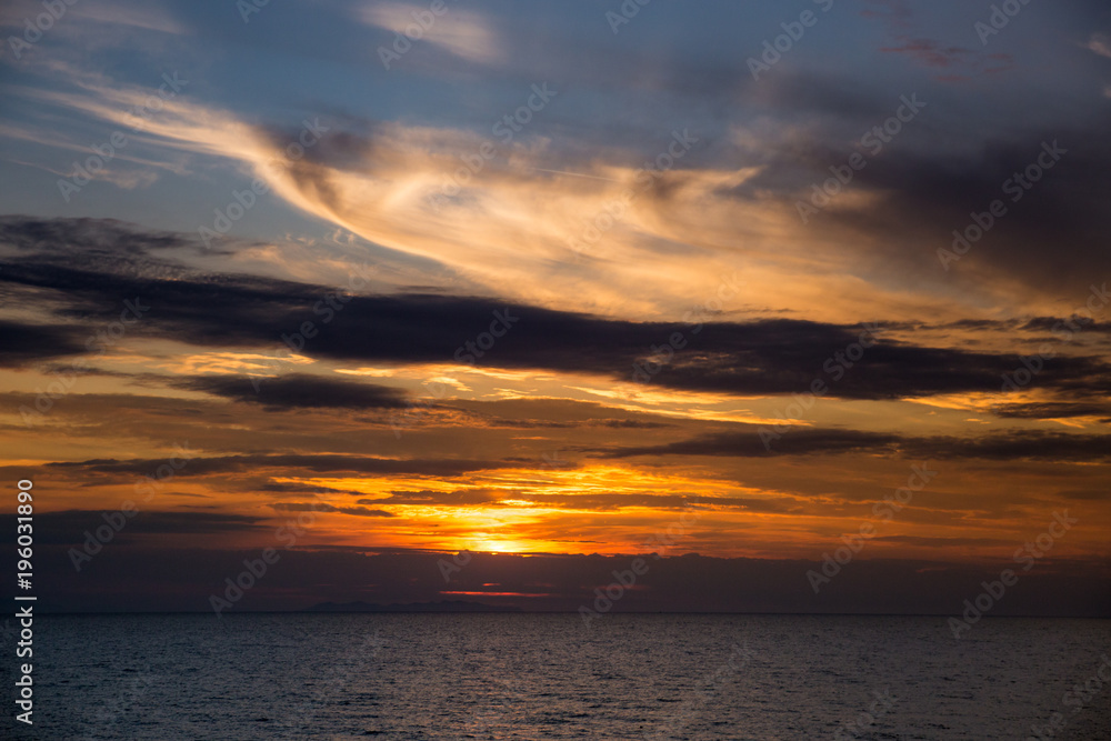Dramatic Sunset over Adriatic Sea in Italy, Europe