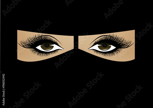 beautiful Muslim woman face in hijab close-up on a full frame, horizontal, vector illustration