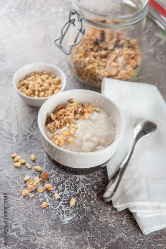 Oatmeal porridge with milk - healthy breakfast